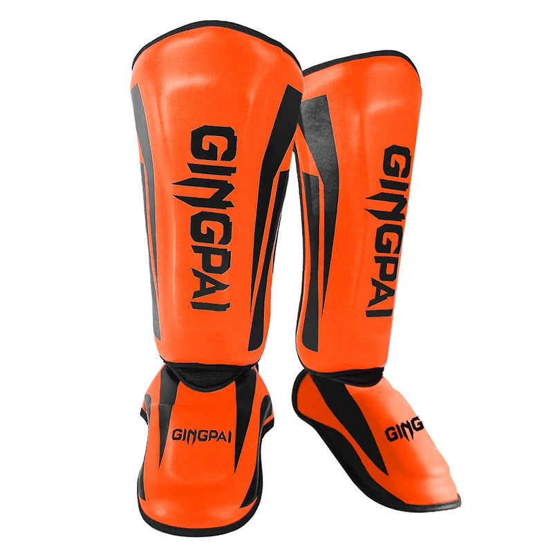 PU Leather Boxing Shin Guards Front View